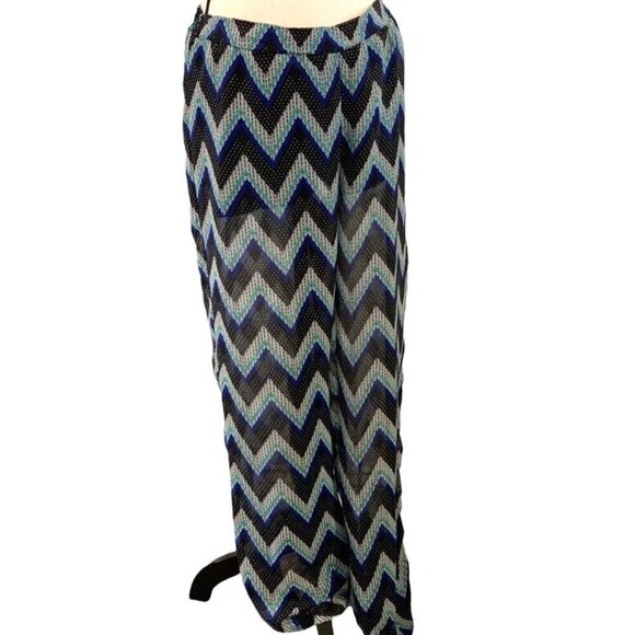 Heart Soul Womens Geometric Palazzo Pants Size L Lined Waistband - Picture 3 of 12